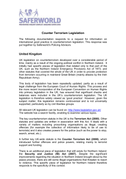 Counter Terrorism Legislation United Kingdom