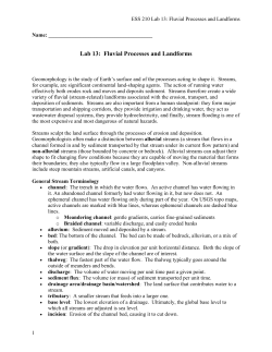 Lab 13: Fluvial Processes and Landforms