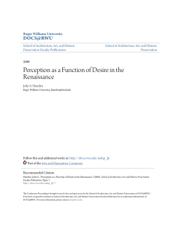 Perception as a Function of Desire in the Renaissance