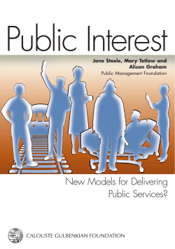 New Models for Delivering Public Services?
