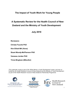 The Impact of Youth Work for Young People
