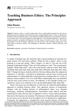 Teaching Business Ethics: The Principles Approach