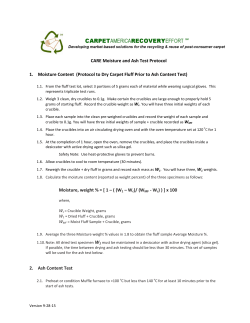 CARE Moisture and Ash Test Protocol 1. Moisture Content (Protocol