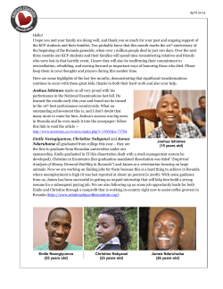 Joshua Ishimwe (15 years old) Hello! I hope you and your family are