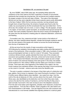 Hambledon Hill - an overview of its past By circa 3300BC
