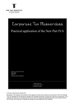 Corporate Tax Masterclass Practical application of the New Part IVA