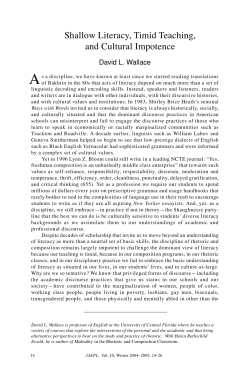 Shallow Literacy, Timid Teaching, and Cultural Impotence