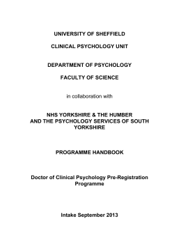 UNIVERSITY OF SHEFFIELD CLINICAL PSYCHOLOGY UNIT