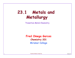 Metals Notes - Mark RusH - WJHS Physics and Chemistry