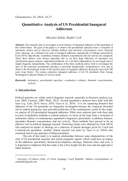 Quantitative Analysis of US Presidential Inaugural Addresses