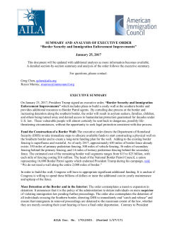 SUMMARY AND ANALYSIS OF EXECUTIVE ORDER &ldquo;Border
