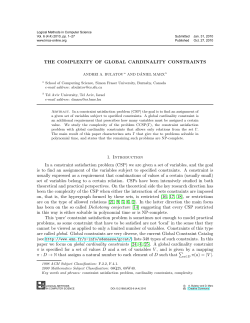 THE COMPLEXITY OF GLOBAL CARDINALITY