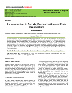 An Introduction to Derrida, Deconstruction and Post