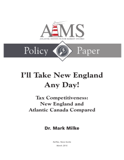 I`ll Take New England Any Day! Tax Competitiveness: New England