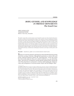 BODY, GENDER, AND KNOWLEDGE IN PROTEST MOVEMENTS