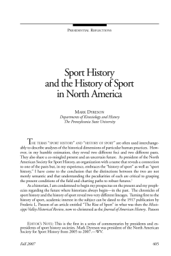Sport History and the History of Sport in North America