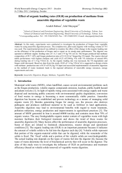 Effect of organic loading rates (OLR) on production of methane from