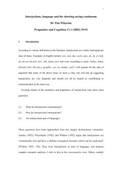 Interjections, language and the showing