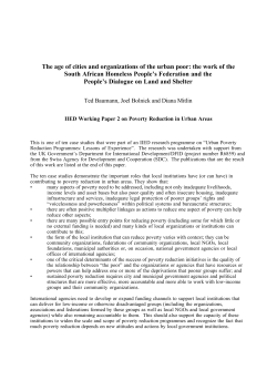 The age of cities and organizations of the urban poor: the