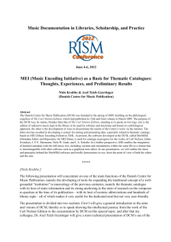 Music Documentation in Libraries, Scholarship, and Practice