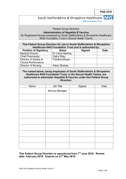 PGD 2516 Hepatitis B - South Staffordshire and Shropshire