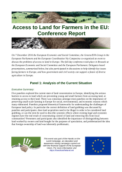Access to Land for Farmers in the EU: Conference Report