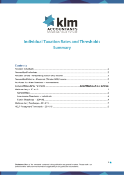 Individual Taxation Rates and Thresholds
