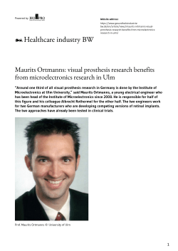 Maurits Ortmanns: visual prosthesis research benefits from