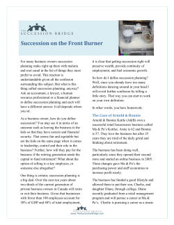 Succession on the Front Burner