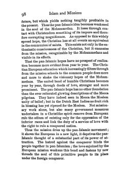 98 Islam and Missions future, but which yields nothing