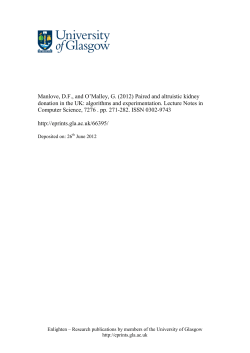 Manlove, D.F., and O`Malley, G. (2012) Paired and altruistic kidney