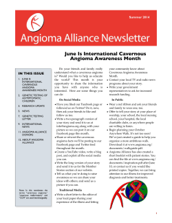 June Is International Cavernous Angioma Awareness Month