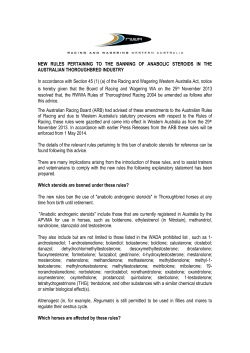 NEW RULES PERTAINING TO THE BANNING OF ANABOLIC