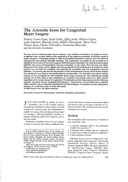 The Aristotle Score for Congenital Heart Surgery