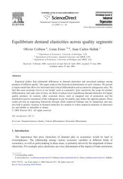 Equilibrium demand elasticities across quality segments