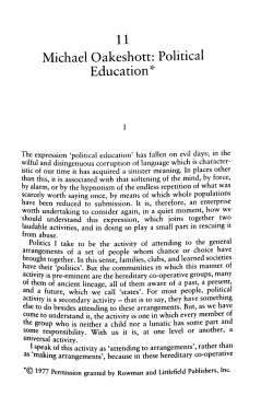 11 Michael Oakeshott: Political Education*