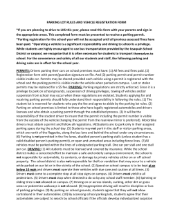 PARKING LOT RULES AND VEHICLE