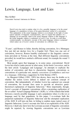 Lewis, Language, Lust and Lies