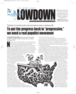 To put the progress back in &ldquo;progressive,&rdquo; we need a real populist