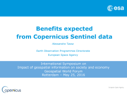 Benefits expected from Copernicus Sentinel data