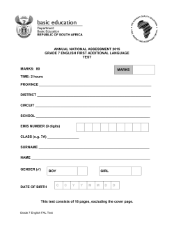 ANNUAL NATIONAL ASSESSMENT 2015 GRADE 7 ENGLISH