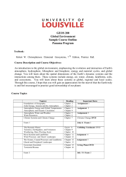 GEOS 200 Global Environment Sample Course Outline Panama