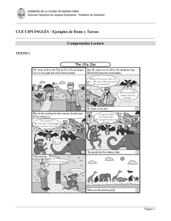 CLE CIPI INGL&Eacute;S - Ejemplos de &Iacute;tems y Tareas Comprensi&oacute;n Lectora