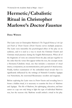 Hermetic/Cabalistic Ritual in Christopher Marlowe`s Doctor Faustus