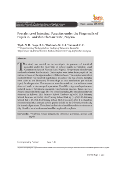 TITLE: Prevalence of Intestinal Parasites under the Fingernails of