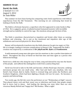 SERMON TO GO David, the Hulk 2 Samuel 11:1-15