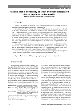 Passive tactile sensibility of teeth and osseointegrated dental