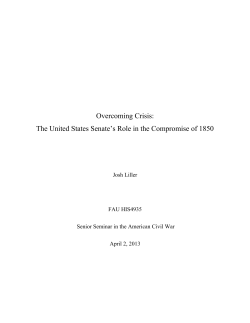 The United States Senate`s Role in the Compromise of 1850