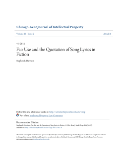 Fair Use and the Quotation of Song Lyrics in Fiction