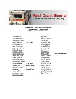 2013 West Coast Biennial Ar sts (Local Ar sts Underlined)